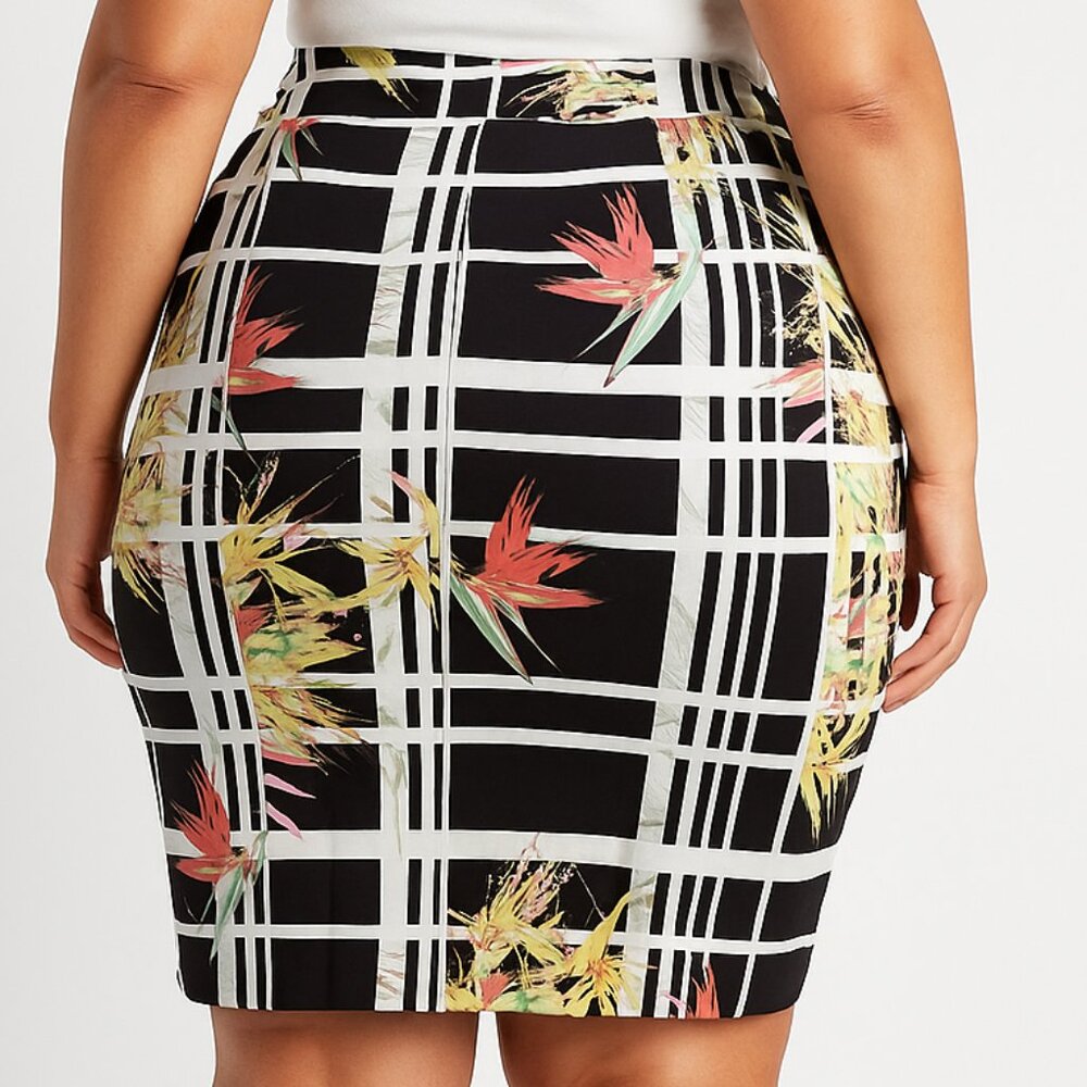 eci New York Multi-Color Pencil Stretch Skirt Womens Large Office Siren Workwear